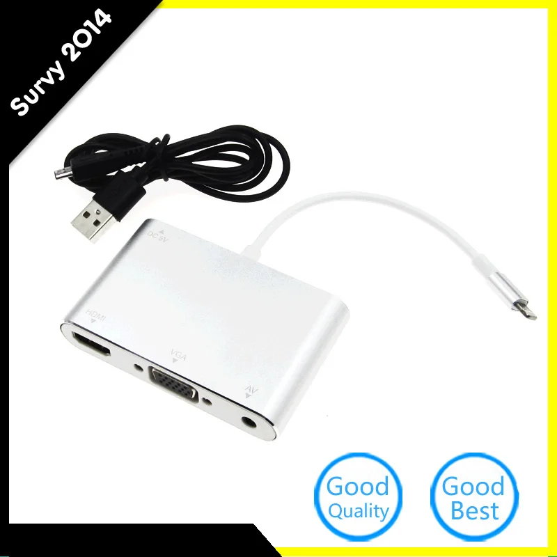 8Pin Lightning to HDMI VGA Audio AV TV Adapter Cable For iPhone 8 7 6 Plus X diy electronics