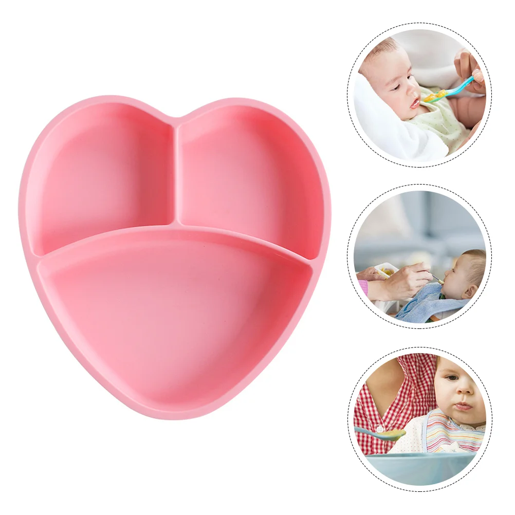 

Heart Shaped Baby Dinner Plate Safe Children Tableware Lovely Training Bowl