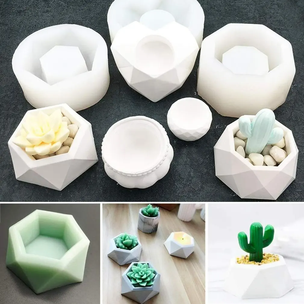 

Flowerpot Silicone Mold Cement Molds Reusable Succulent Plants Pot Mold Concrete Cement Planters Moulds Diy Aromatherapy Plaster
