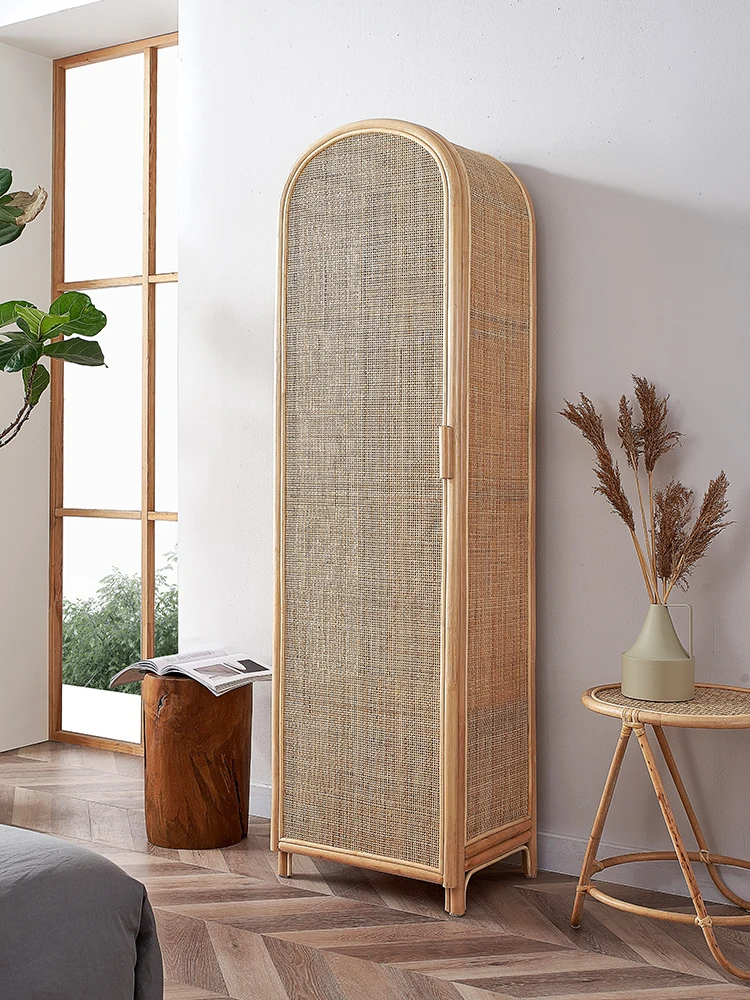 

Rattan wardrobe small homestay bedroom storage cabinet modern simple single door combination wardrobe