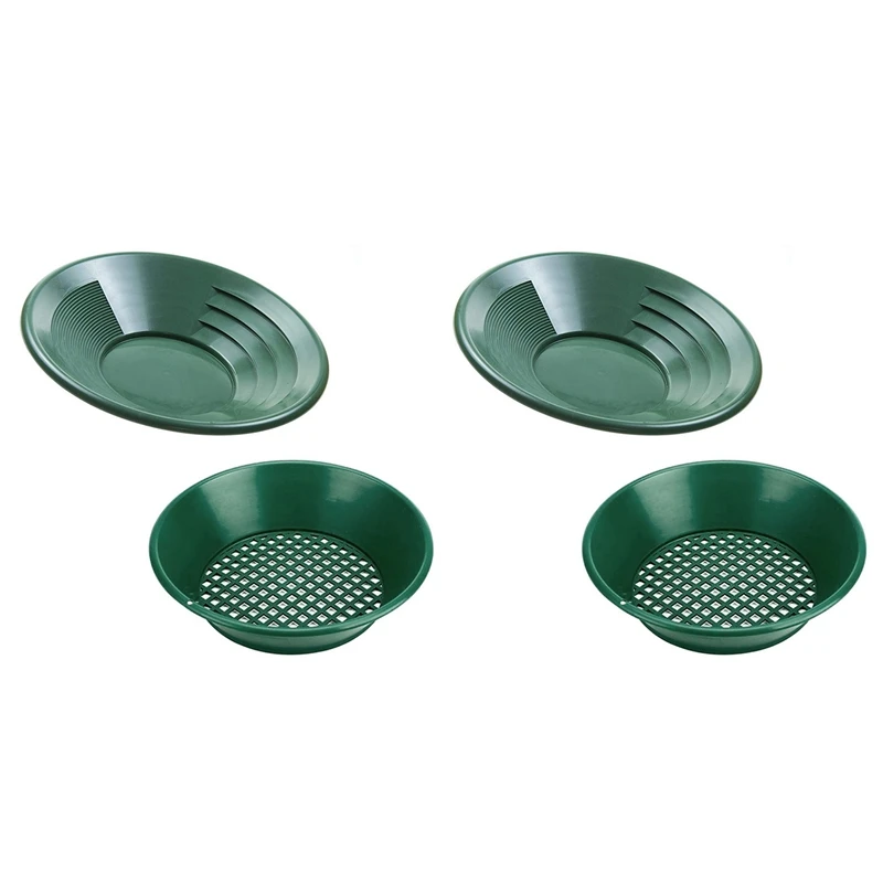 

4 Pcs Washing, Gold Panning Machine, Screen, Mining Screen, Metal Detection Tools, Sieve Gold Pan, Green Plastic Bowl