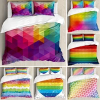 rainbow duvet cover set kingqueen size colorful abstract geometric pattern with triangles polygon and other shapes duvet cover