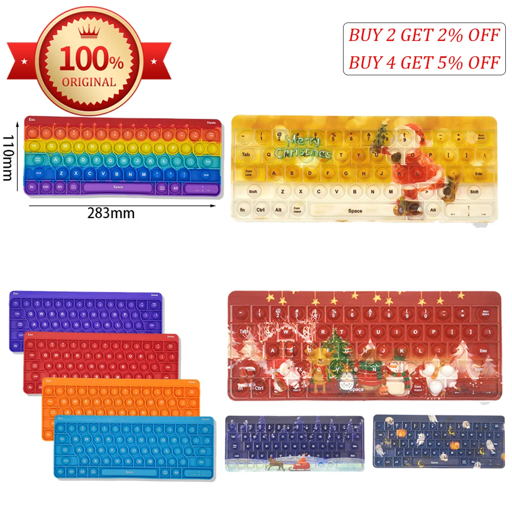 

Christmas Keyboard Pop Bubbles Fidget Toys for Kids Antistress Relief Snowman Figet Toys Adult Sensory Autism Depression 2021