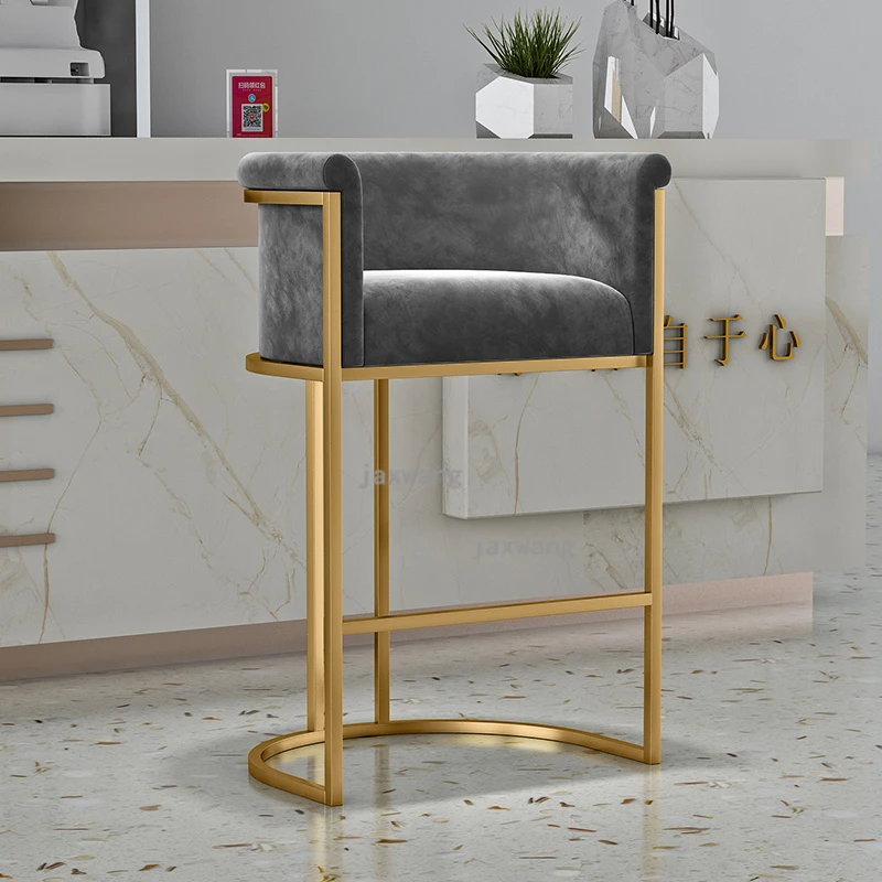 

Light Luxury Postmodern Bar Chairs Flannel Bar Stools High Bar Stool Household Kitchen Furniture Custom Leisure Bar Chair U