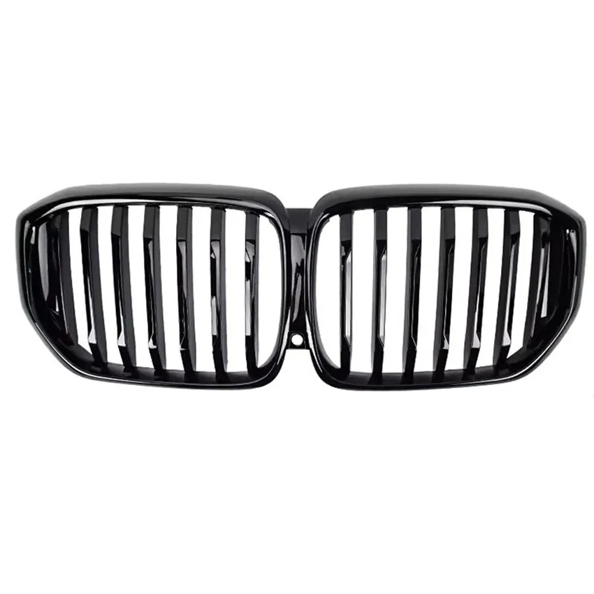 

Для BMW X5 G05 LCI 2023-2025 Глянцевый черный с отверстием для камеры Автомобильный передний бампер Решетка гоночного гриля с одной планкой Стиль