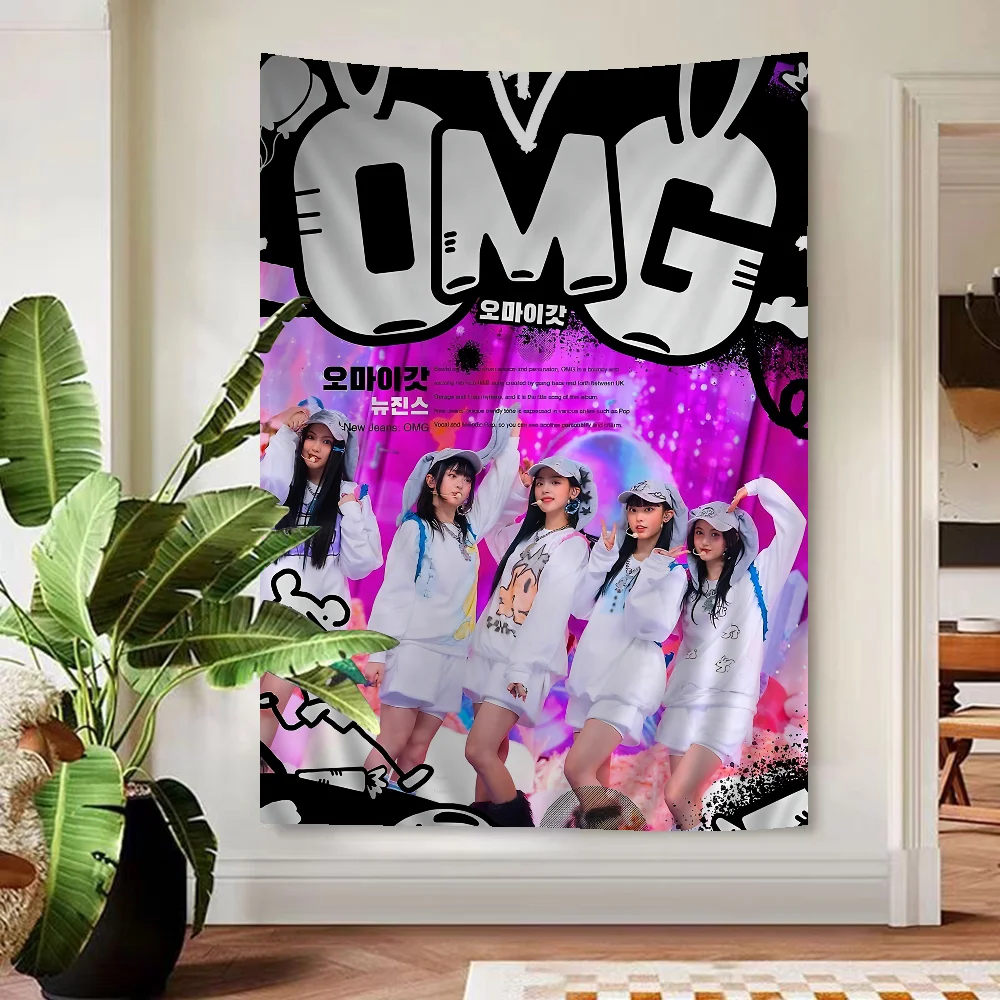 Kpop Pop Idol Group N-NewJeans гобелен Художественная печать комната научной фантастики
