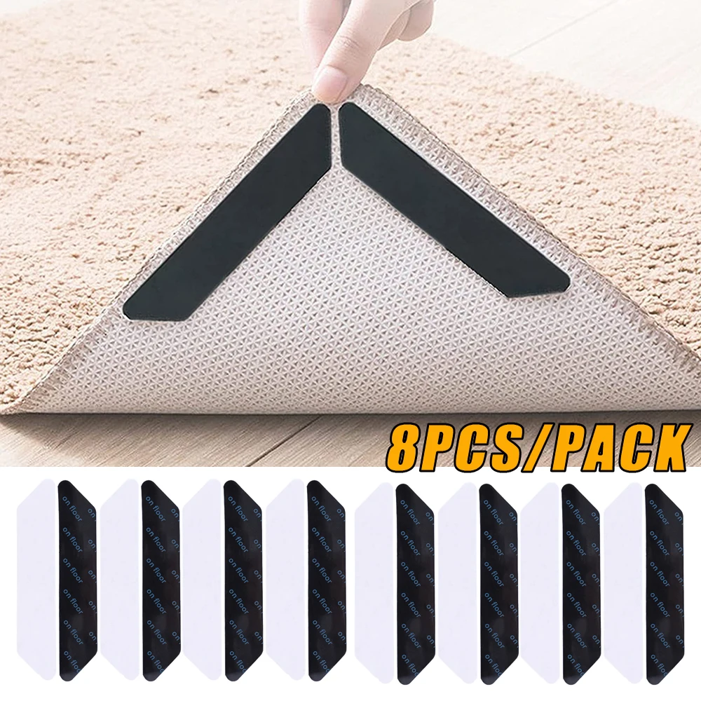 

8/4Pcs Carpet Non-slip Sticker Self-Adhesive Anti Slip Floor Mat Gripper Washable Carpet Fixed Sticker Kitchen Bathroom Products