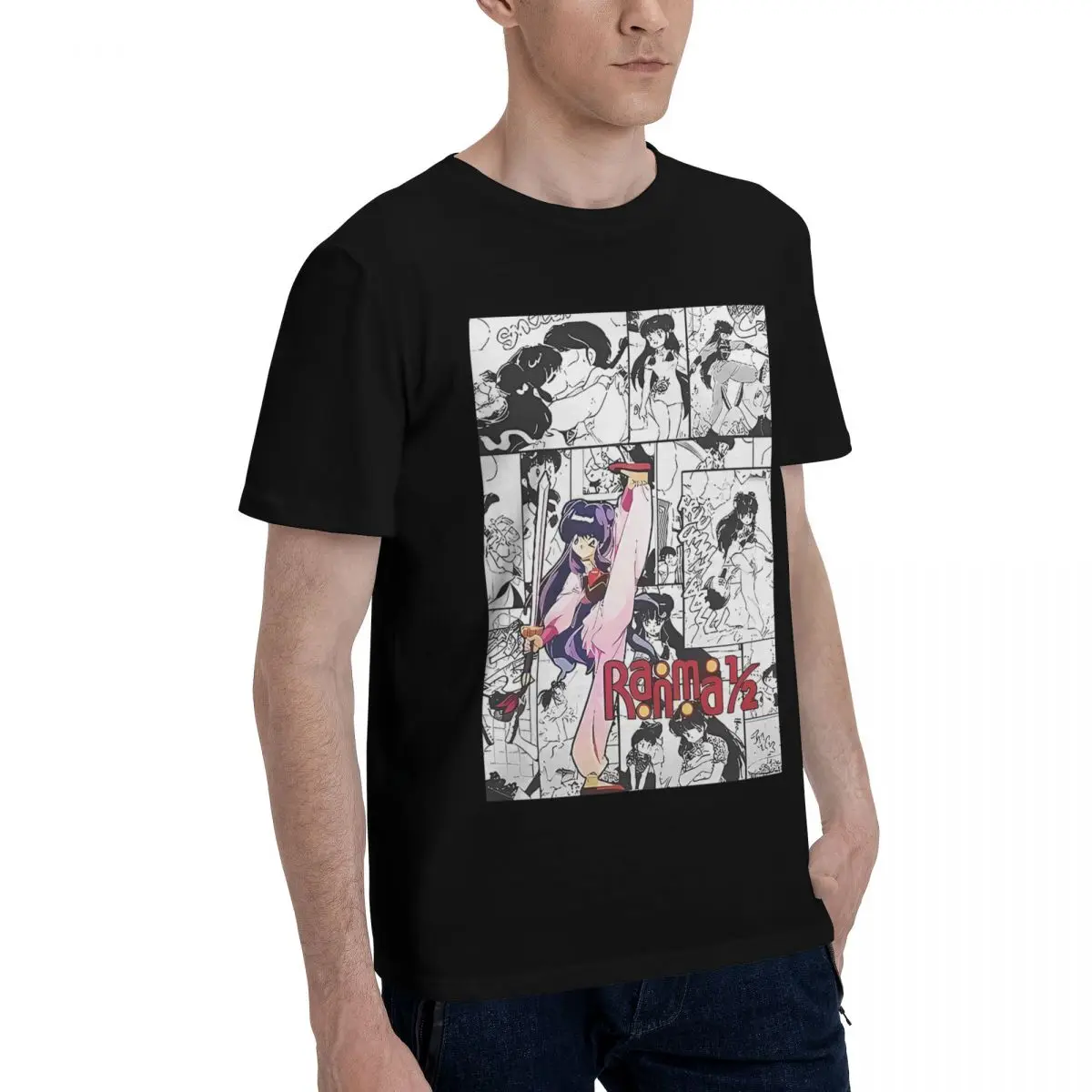 Шампунь Rumiko Takahashi Manga Striscia Anime 1 100% хлопок повседневная дышащая удобная футболка