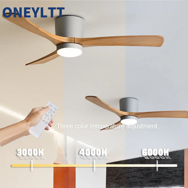 48 52 дюймовый современный деревянный потолочный вентилятор со светодиодной