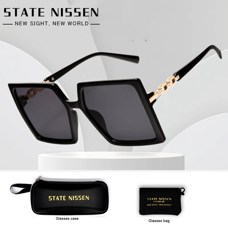 

New Fashion Big Face Summer Sunglasses Square Frame with Sun Glasses Ladies Fashion Glasses for Female Eyewear UV400 Woman