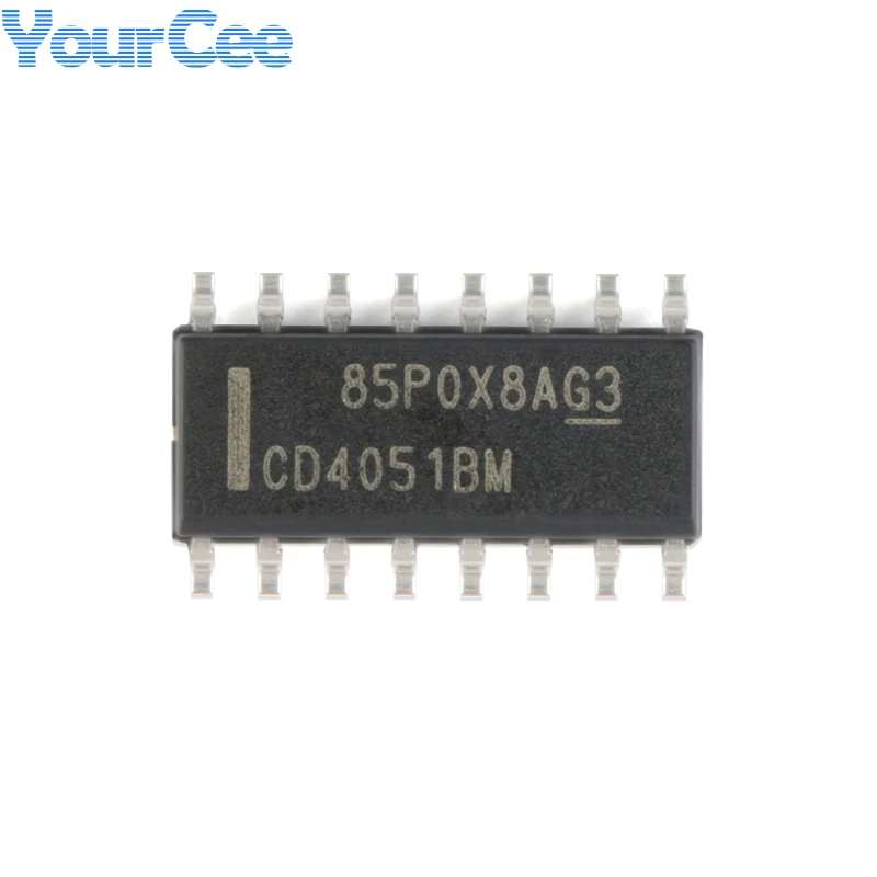 

CD4051BM96 SOIC16 преобразование на логическом уровне Функция CMOS один 8-канальный аналоговый мультиплексор