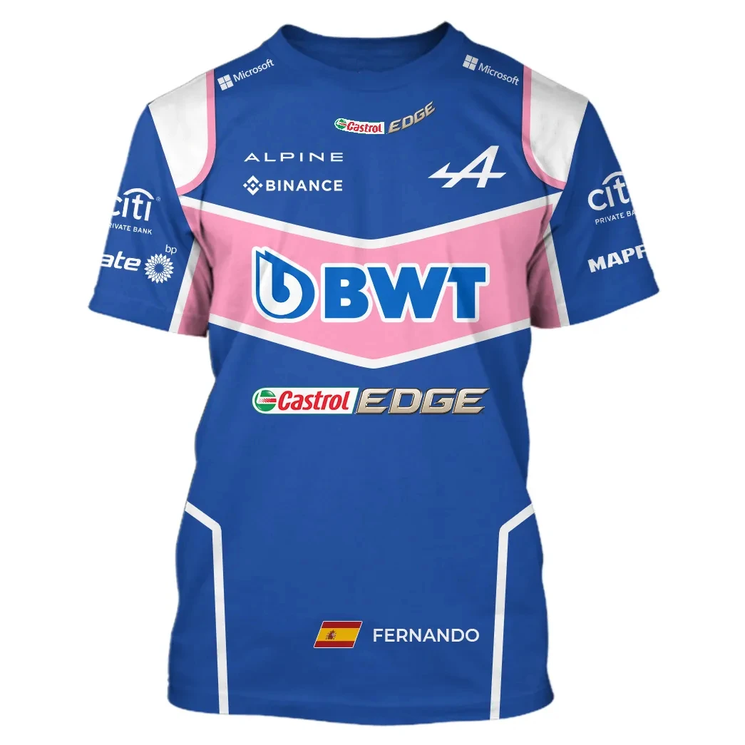 

2022 BWT Alpine F1 Team Fernando Alonso Driver T-Shirt Moto Motorcycle Racing Suit Riding Quick Dry Suit Formula One Team Suit