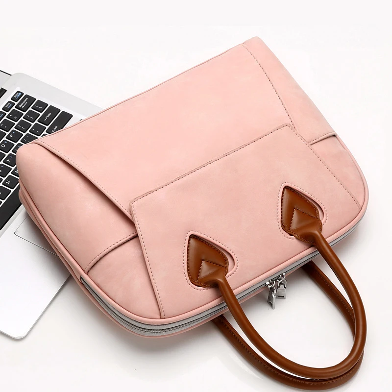 

High Quality PU Leather Hand Bag Waterproof Laptop Bag 14 15.6 inch Notebook Women Men's Handbag Business Briefcase Messenger