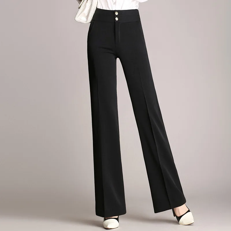 2022 New Winter and Autumn Women Casual High Straight Pants Fashion Black Ladies Trousers