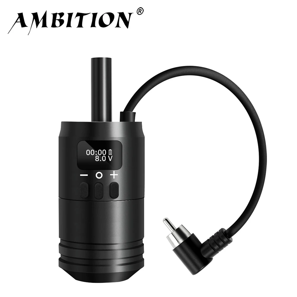 Ambition Wireless Tattoo Battery Grip Power 1600mAh RCA Interface Portable 34mm Size For Rotary Cartridge Tattoo Machines