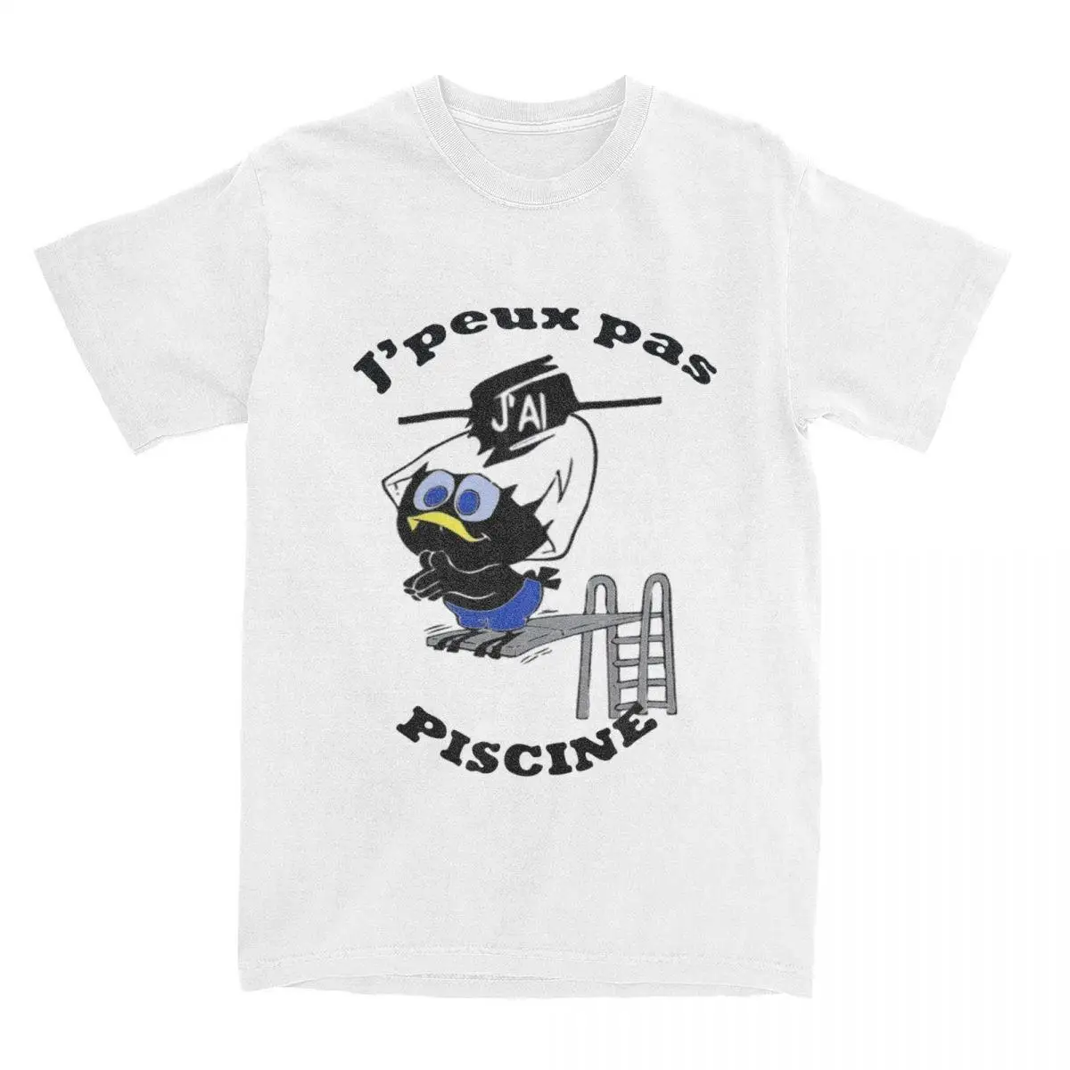 

I Can't Have A SWIMMING POOL Calimero Men's T Shirts Cartoon Novelty Tees Short Sleeve Crew Neck T-Shirts 100% Cotton Gift Tops