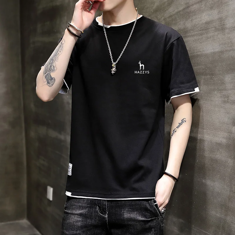 Hazzys Men's Golf Short Sleeve T-shirt INS Fashion Brand Trend Loose Half Sleeve Top 2023 New Summer Men's Wear