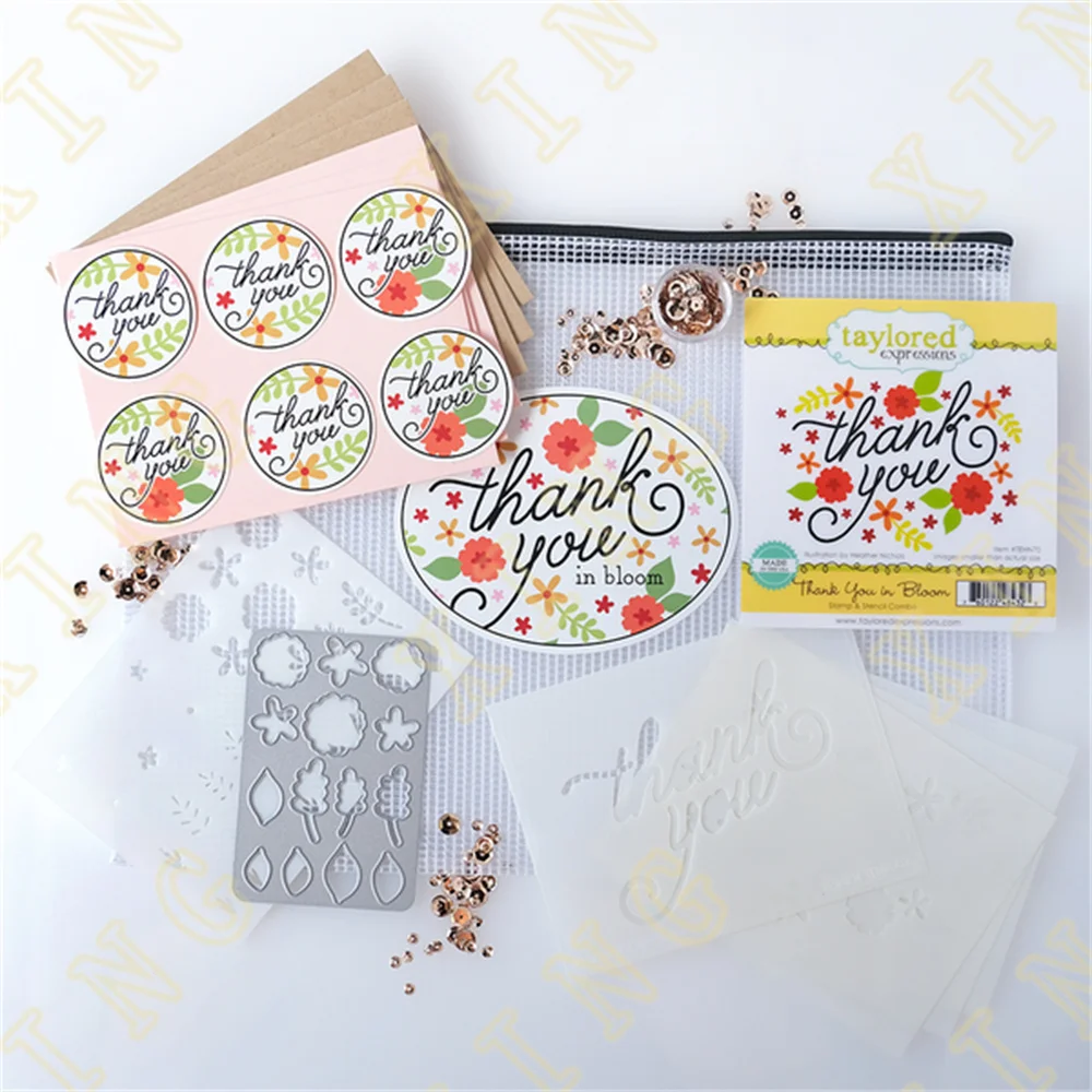 

Metal Cutting Dies Stencil for 2022 Scrapbook Diary Decoration Embossing Template Diy Handmade Thank You in Bloom Cardmaking New