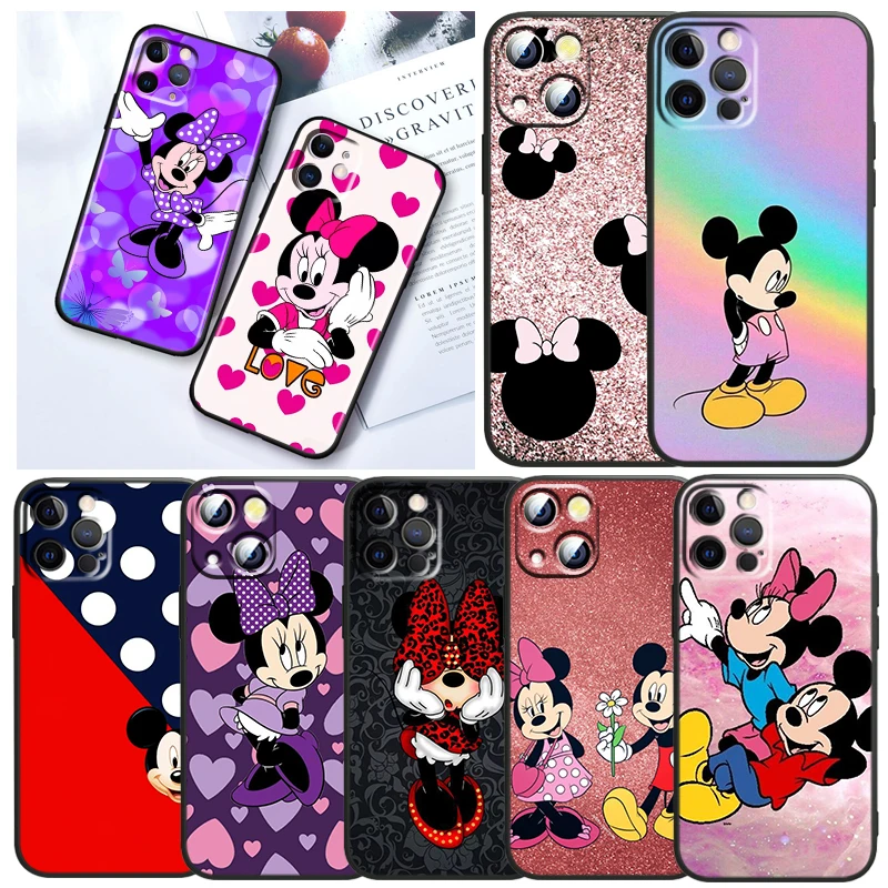 

Anime Cute Mickey Mouse Phone Case For Apple iPhone 14 13 12 11 SE XS XR X 7 8 6 Mini Plus Pro MAX 2020 Black Soft Cover