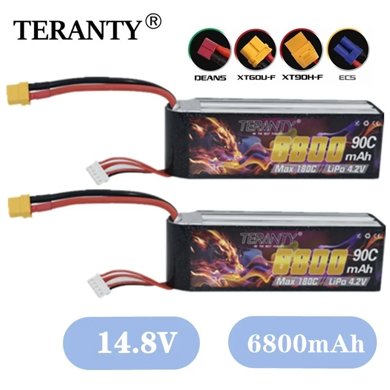 

TERANTY Max 180C 4S 14.8V 6800mAh Lipo Battery For UAV RC Helicopter FPV Car Boat Airplane Parts 14.8V Battery