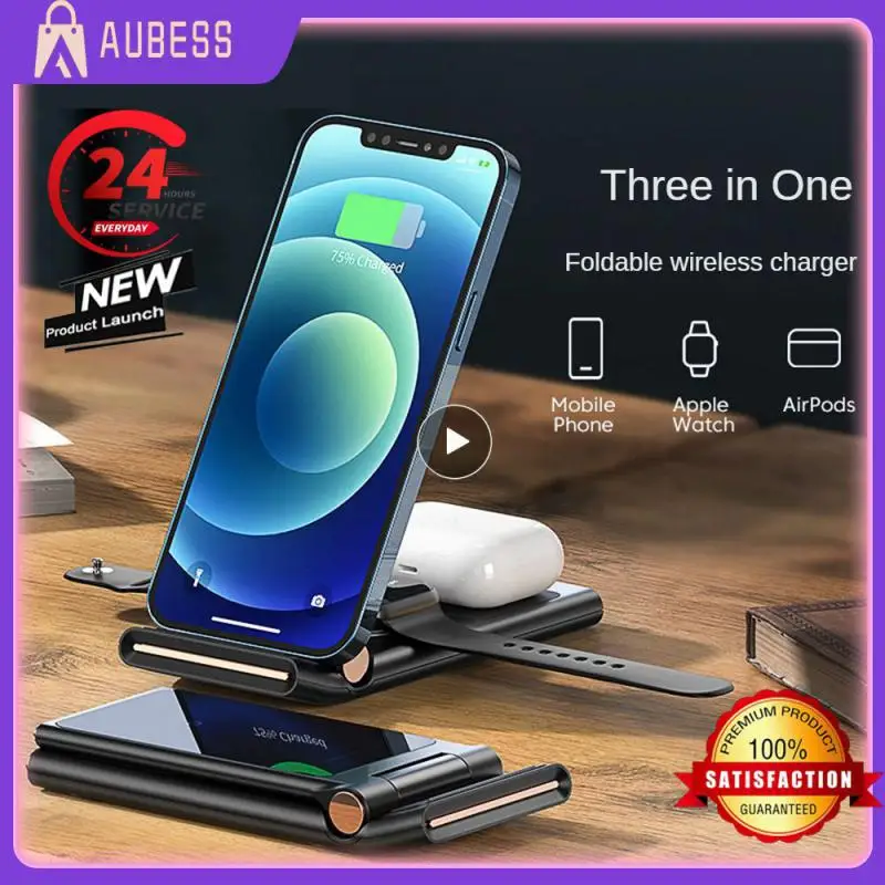 

1/2/3PCS Foldable Quick Charging Dock Station Phone Holder Mobile Phone Wireless Charger Type-c For Travel 3 In1