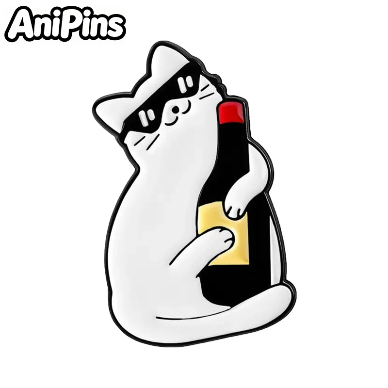 Фото Забавные эмалевые значки AniPins с котиками, 4 дизайна, для одежды, рюкзаков, подарков №4