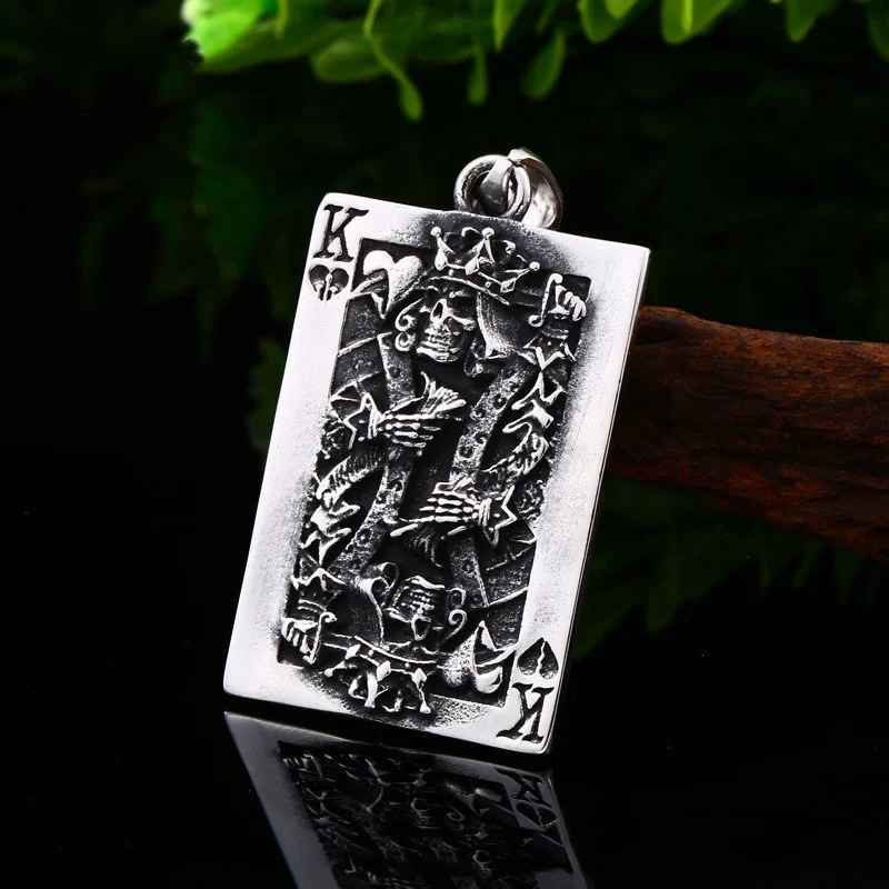

Vintage Skeleton King of Spades K Men's Pendant Necklace Retro Fashion Metal Punk Gothic Party Men's Jewelry Accessories Gift