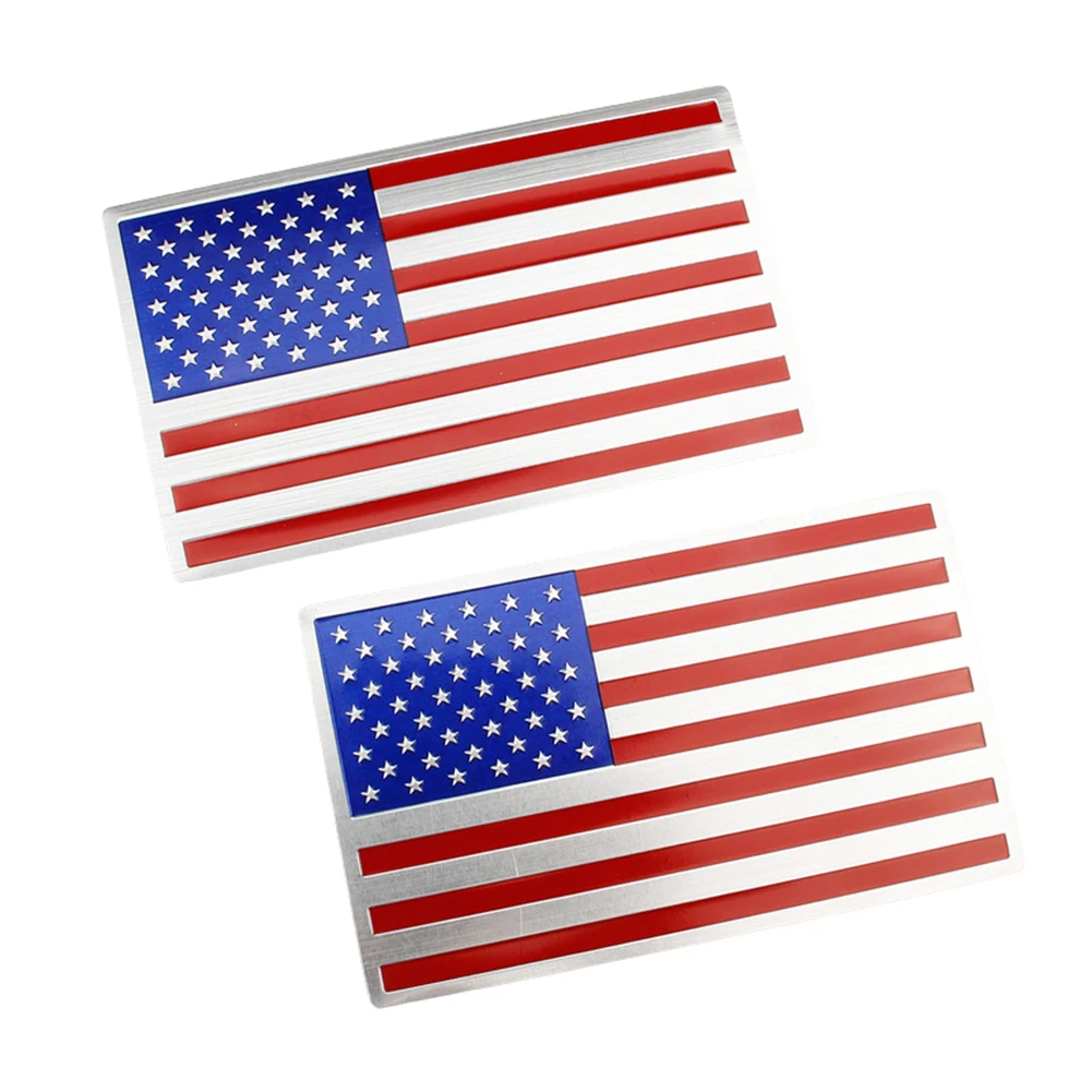 

2PCS Universal Colorful American Flag Sticker Car Truck Decal 3D DIY Body Helmet Emblem 12.7x7cm Aluminum Alloy UV-resistant