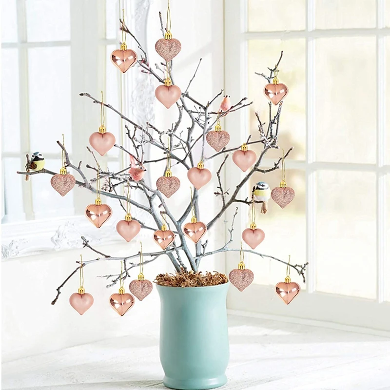 24 шт. розовое золото День святого Валентина украшения в форме сердца безделушки