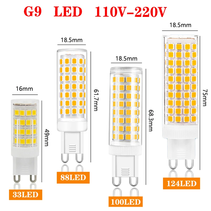 Led G9 AC110V 220V Brightest G9 led lamp   5W 12W 15W Ceramic SMD2835 LED Bulb Warm/Cool White Spotlight replace Halogen light