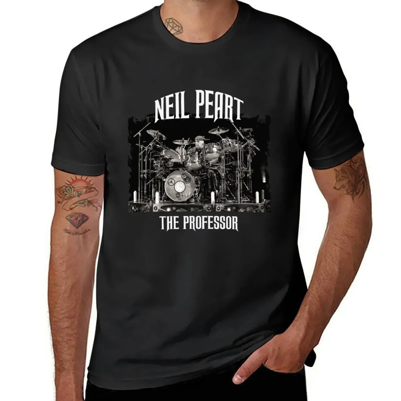 Anna Press Neil Peart The Professor Drummer Черная футболка с длинными рукавами Sweat Love черные для