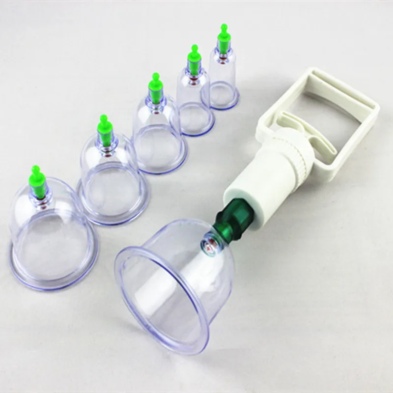 6Pcs Chinese Physiotherapy Vacuum Cans Body Cupping Therapy Cups Back Arm Massage Relaxation Anti-cellulite Massage Gua Sha Cans