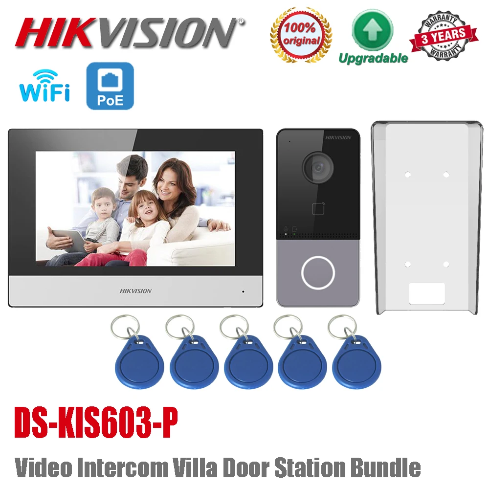 Hikvision DS-KIS603-P IP Video Intercom Kit DS-KV6113-WPE1 DS-KH6320-WTE1 Standard POE Doorbell Door Station WIFI Monitor