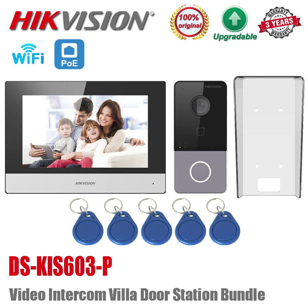 

Hikvision DS-KIS603-P IP Video Intercom Kit DS-KV6113-WPE1 DS-KH6320-WTE1 Standard POE Doorbell Door Station WIFI Monitor