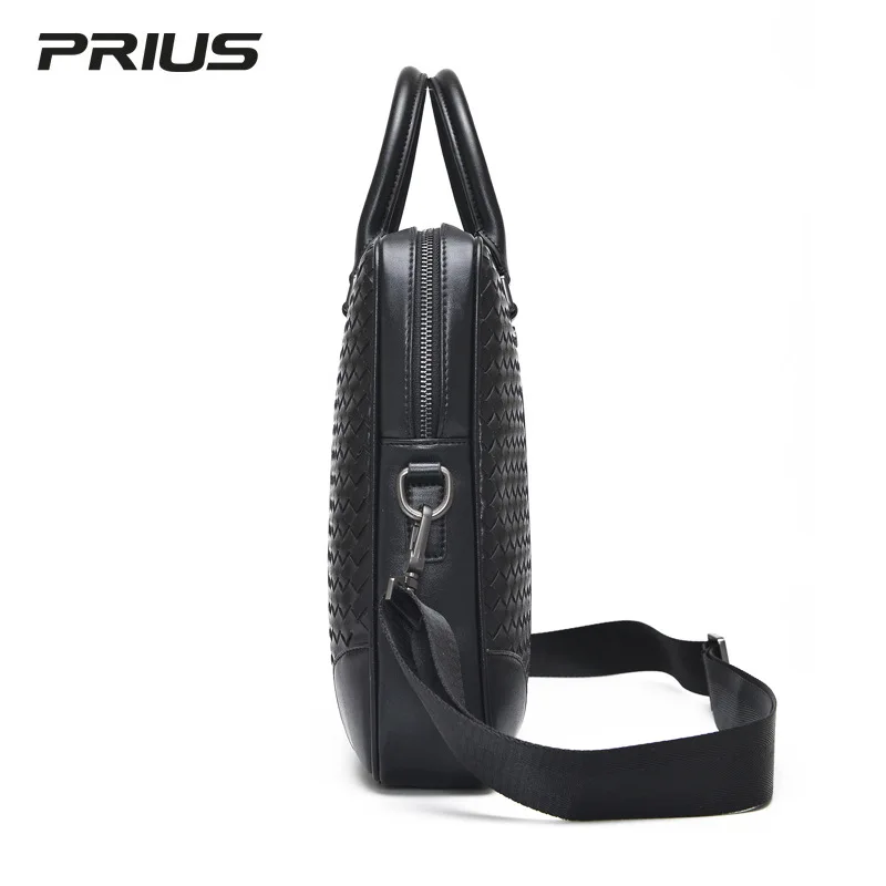 Men's Briefcase 100% Leather Business Handbags Large Capacity 15-Inch Computer Bag Fashion Shoulder Bag Luxury Brand 2023 New