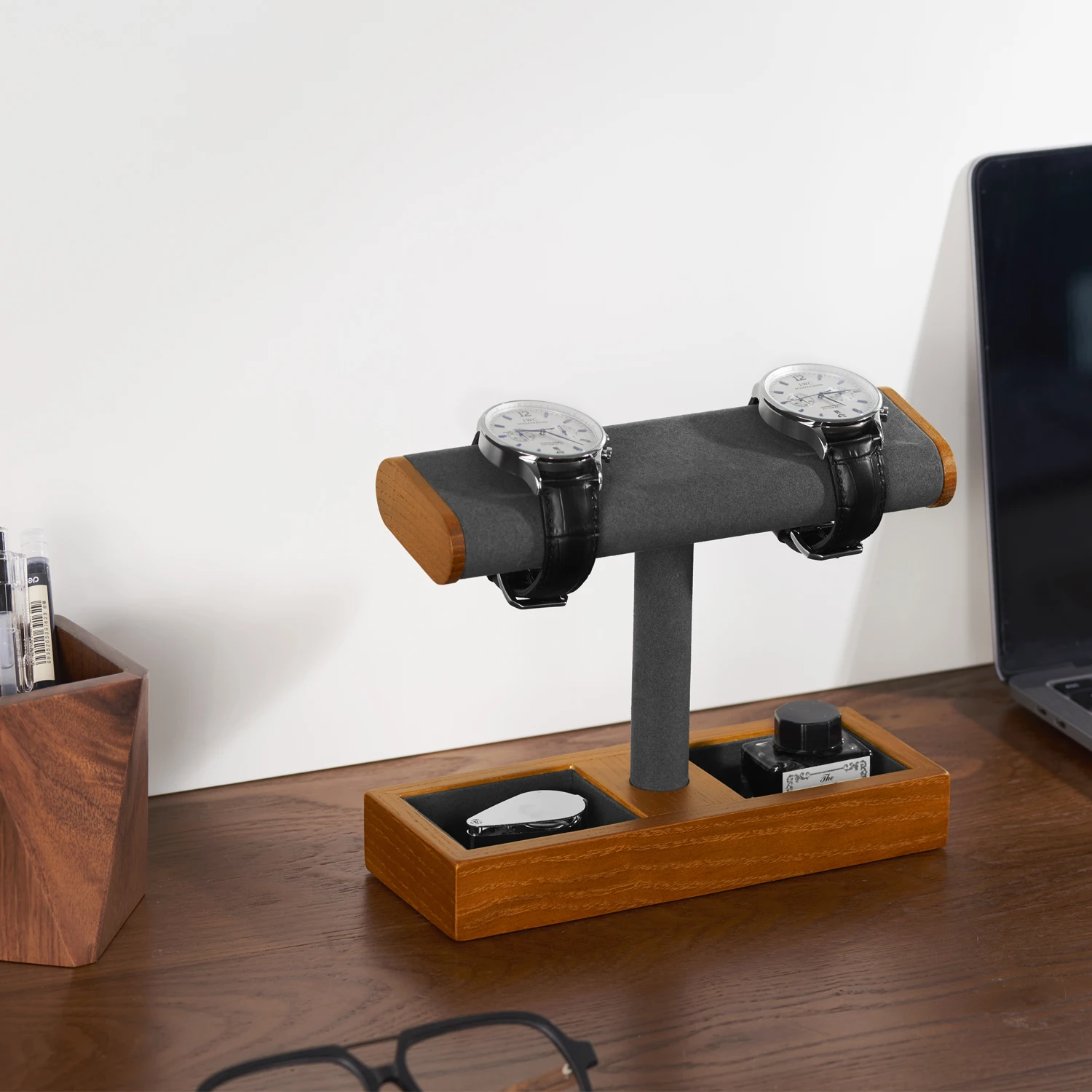 Oirlv Wooden T-shap Watch Holder Wood Jewelry Display Stand For Watch Bracelet Ring Earrings Organizer Wooden Ttype Watch Stands