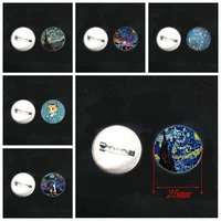 1pcs 2020 new world oil painting van goghs work badge 20mm 25mm glass convex round stainless steel brooch jewelry