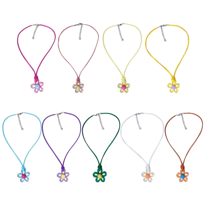 Разноцветное ожерелье с подвеской в ​​виде цветка акриловое бархатное цветком