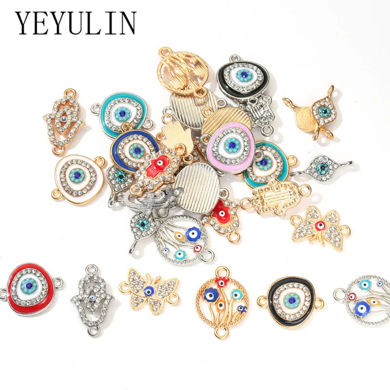 

YEYULIN 34pcs/lot Mixed Style Hand Eye Rhinestones Connector Pendant DIY Bracelet Necklace for Jewelry Making Accessories