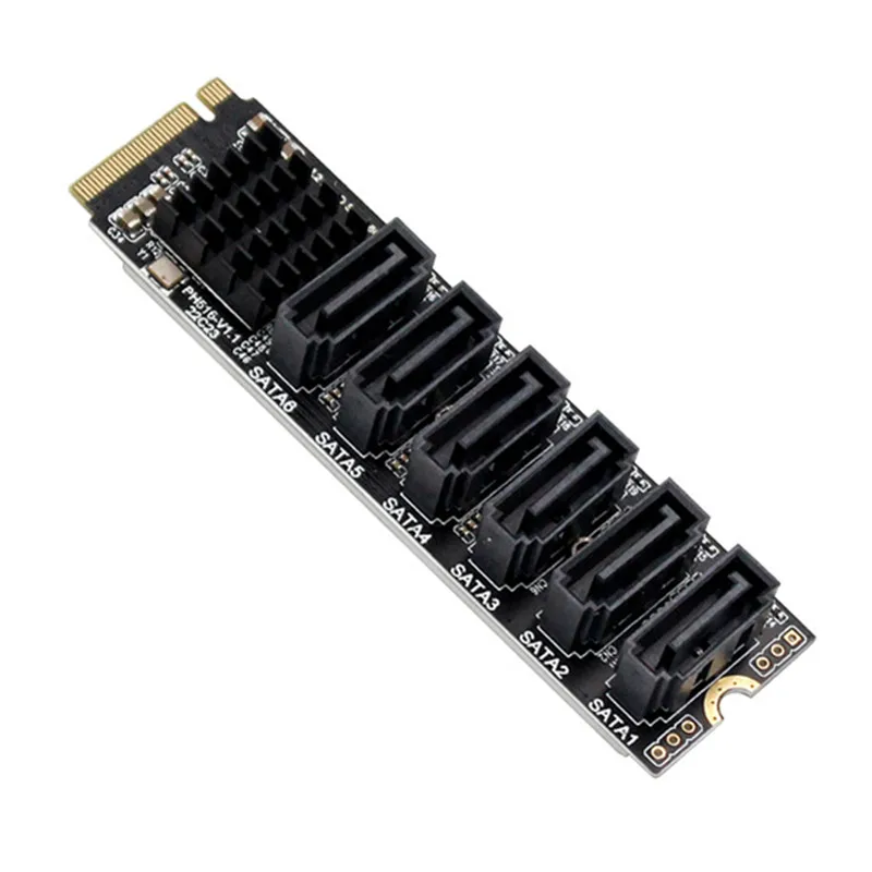 M.2 NVME M-Key PCIE 3,0-SATA 6 Гбит/с 6-портовая Плата расширения NAS Synology жесткий диск Расширенный PCI-E адаптер карта расширения ASM1166 PM