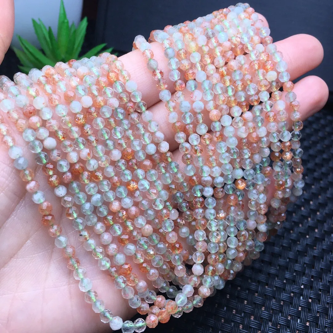 

loose beads Arusha crystal 3.5mm round faceted for DIY wholesale 14" FPPJ gemstone sunstone