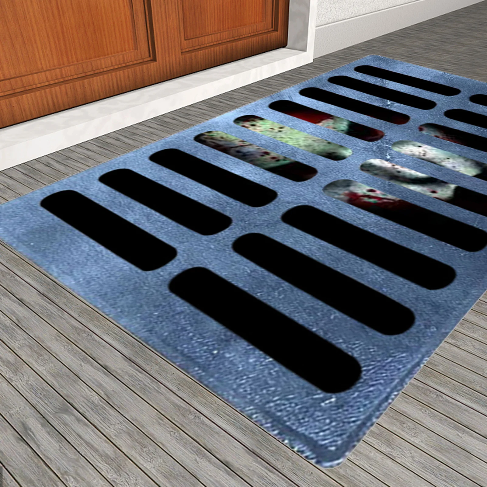 Halloween Doormat Clown Trap Horror Floor Pad 3D Illusion Doormat Funny Horror Door Mat Nonslip Floor Rug Carpet Home Entrance images - 6