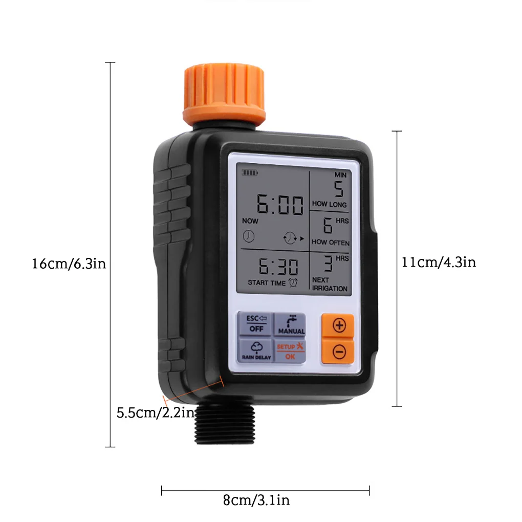 

NEW Automatic Programmable Digital Water Timer 3" Large Screen IP65 Waterproof For Garden Lawn Watering System Irrigation Timer