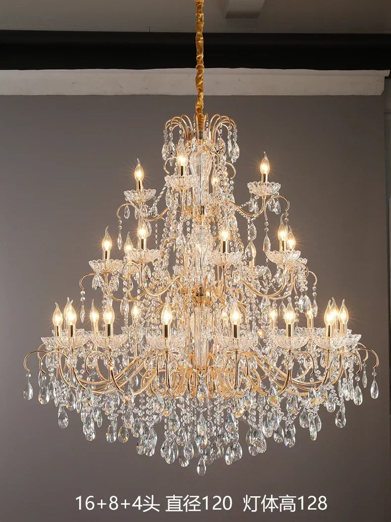 Французская вилла большая хрустальная люстра дуплекс столовая гостиная лофт