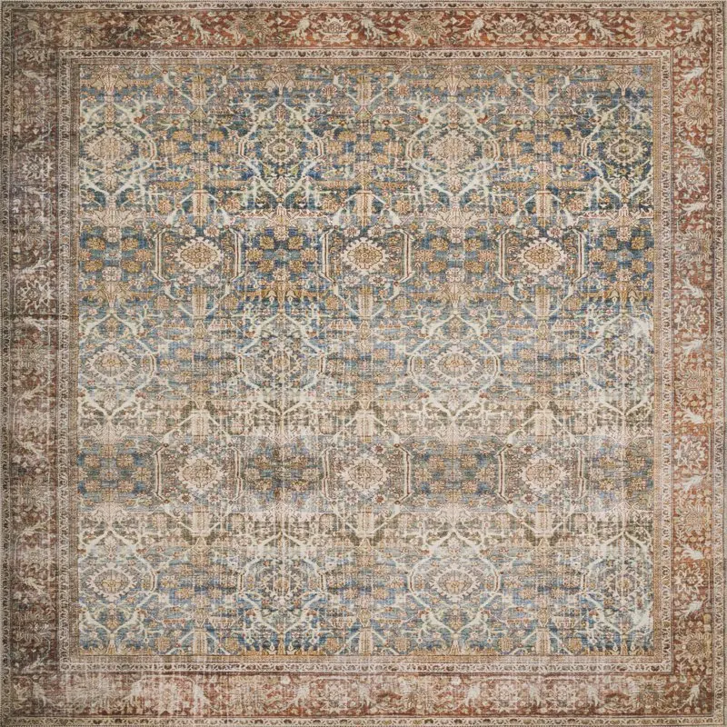 

Layla Oriental Blue / Rust Printed Area Rug