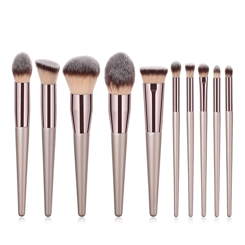 Philvini Champagne Makeup Brush Set For Cosmetics Foundation Powder Blush Eyeshadow Kabuki Blending Makeup Brush Beauty Tool