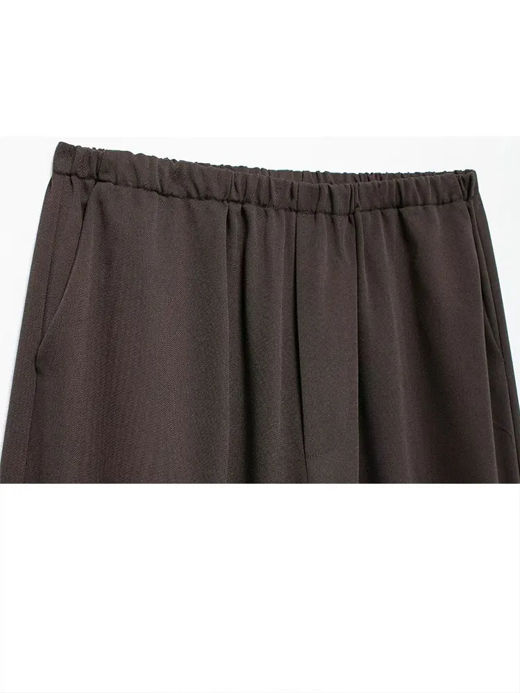 Женский брючный костюм TRAFZA однотонная Свободная рубашка и длинные пижамные