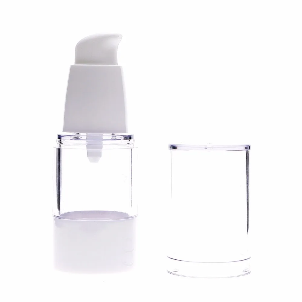 

1Pcs 15ml Transparent Airless Pump Vacuum Bottle Toiletries Container Refillable Plastic Dispenser Travel Cosmetic Bottle#225813