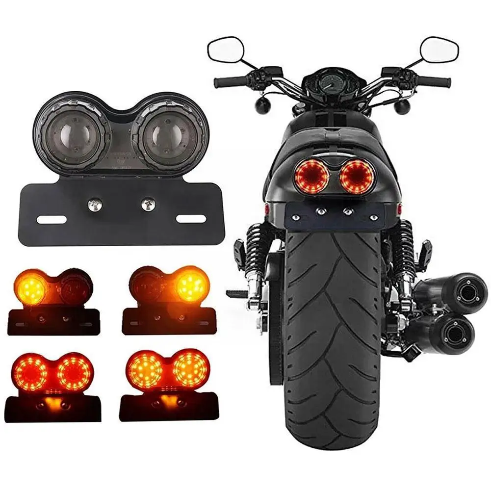 

Universal Motorcycle Led Taillight Custom Motorbike Rear Stop Brake Lamp License Plate Light Turn Signal Indicators For A0t9
