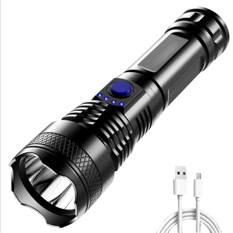 

Outdoor Portable Torch Zoom Flashlight Strong Light Re-chargeable Highlight Tactical Flashlights Lighting LED Fish Camping Light